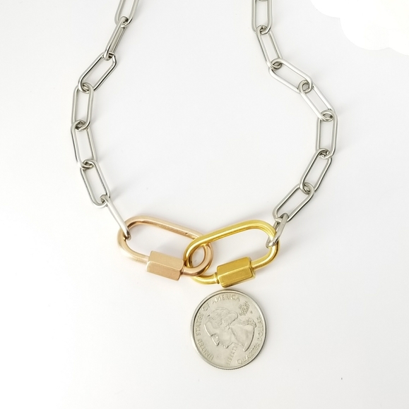 NWT Stainless Steel Carabiners Choker Lariat - Picture 9 of 10